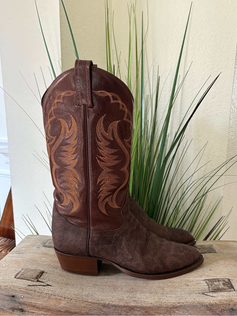 Tony Lama Brown Western Cowboy Boots